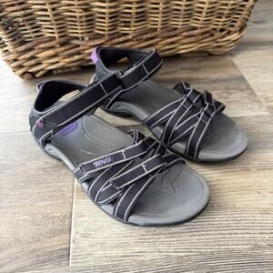 Teva Tirra Strappy Sports Hiking Sandals Black Gray Purple Women’s Size 6.5